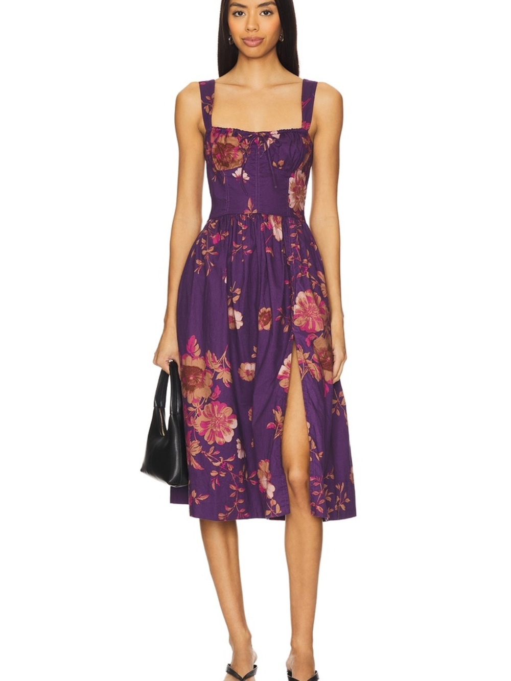 Free People later baby Midi Dress milkmaid basque waist floral dress wedding